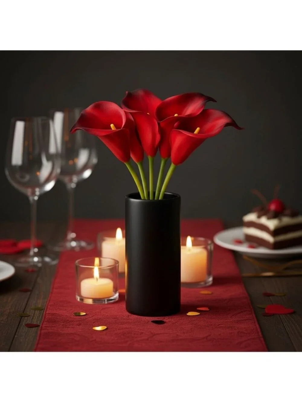 Artificial Red Calla Lily Stems Real Touch Faux Flowers 14 Inch Set of 5